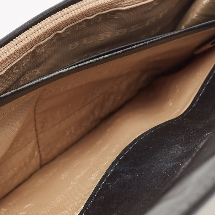 BURBERRY Black Novacheck Canvas and Patent Leather Penrose Continental Wallet