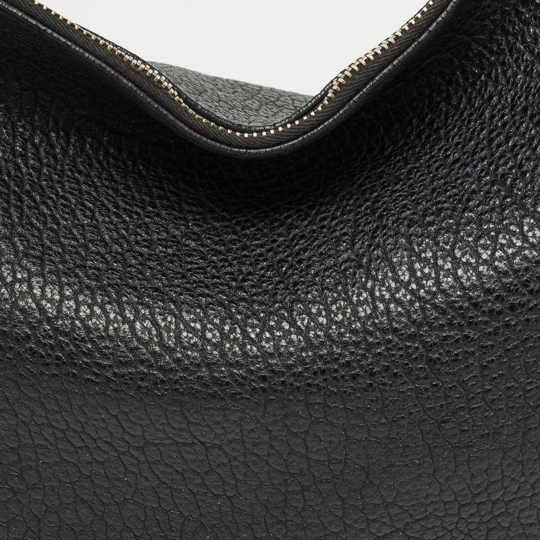 BURBERRY Black Pebbled Leather Ledbury Hobo