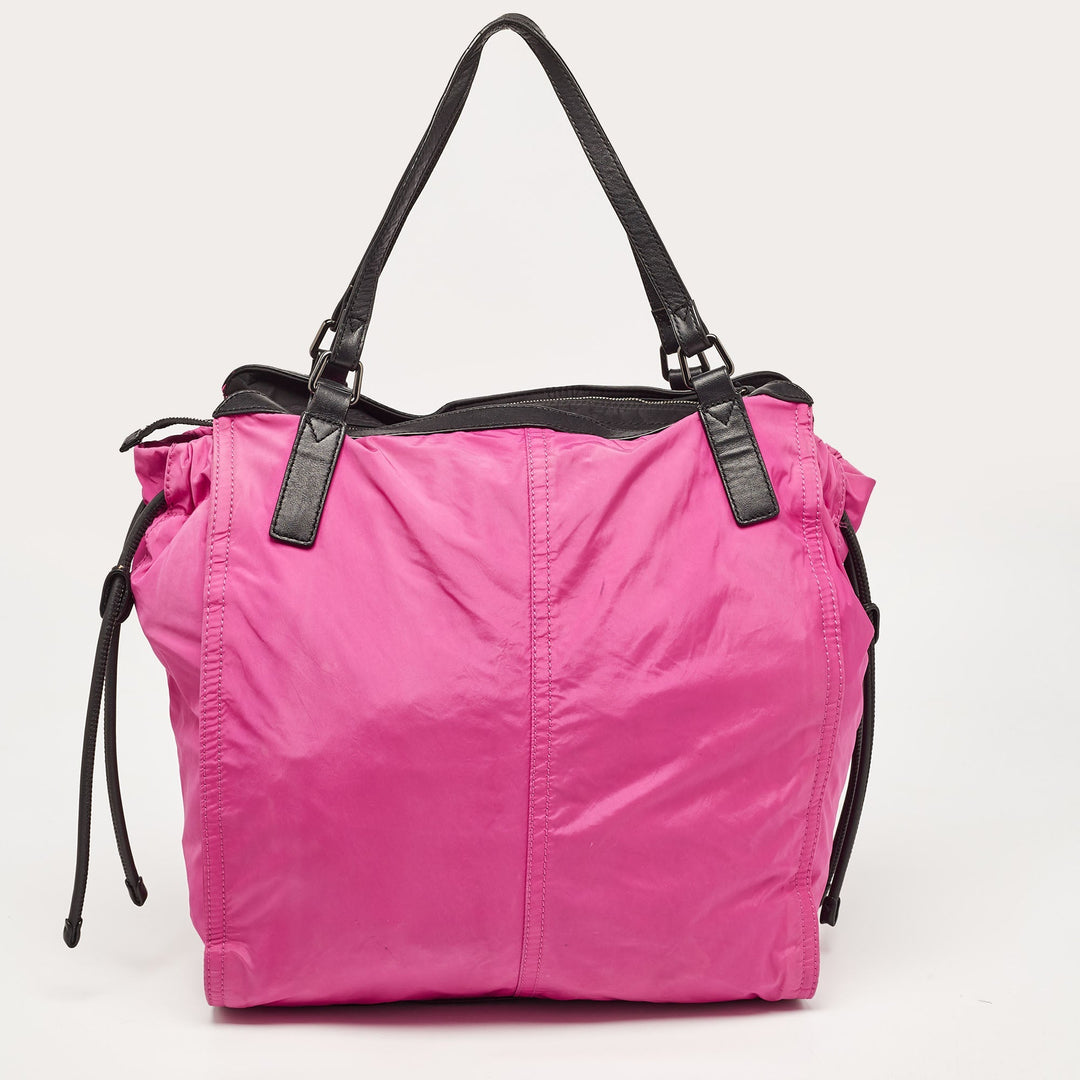 BURBERRY Magenta Nylon and Leather Buckleigh Tote