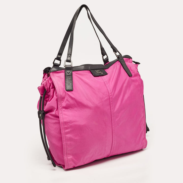 BURBERRY Magenta Nylon and Leather Buckleigh Tote