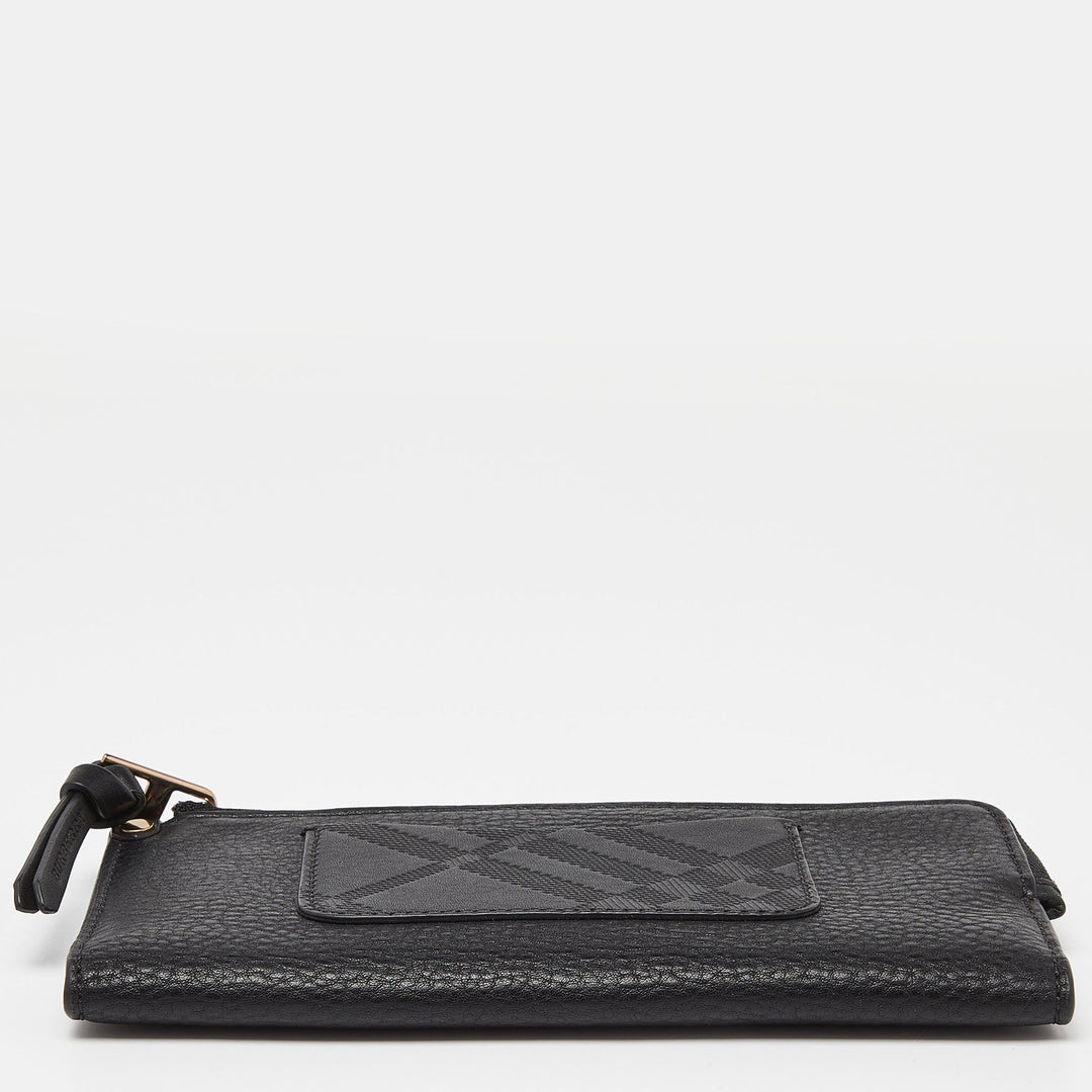BURBERRY Black Leather Zip Bifold Wallet