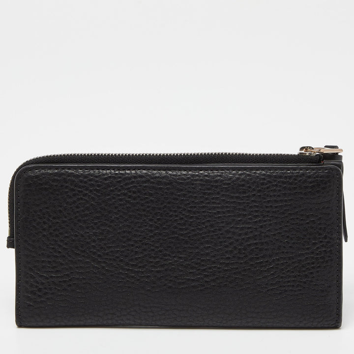 BURBERRY Black Leather Zip Bifold Wallet