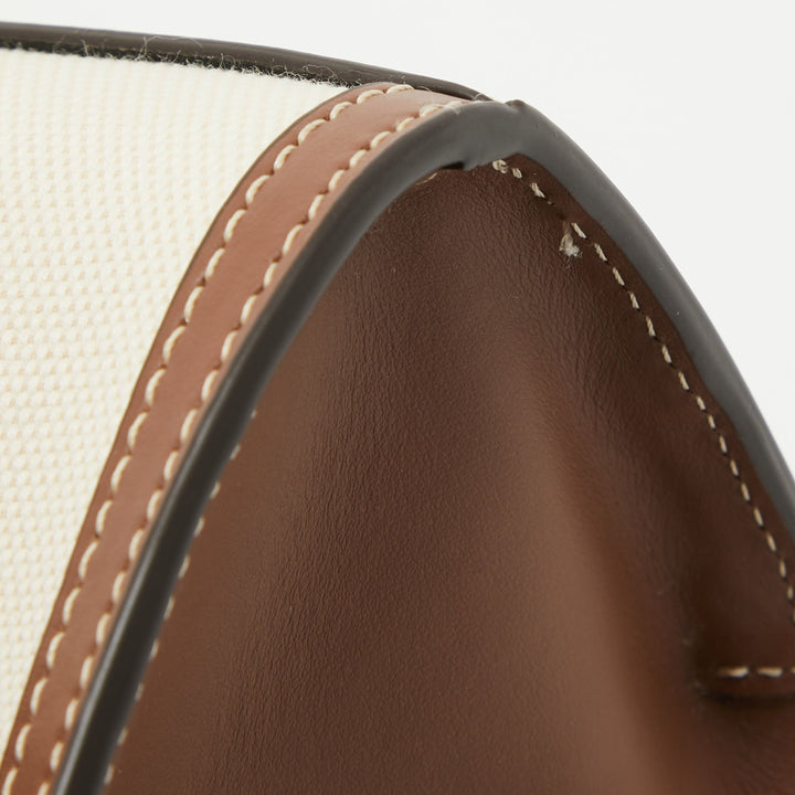 BURBERRY Dark Brown/Beige Canvas and Leather Medium Pocket Bag