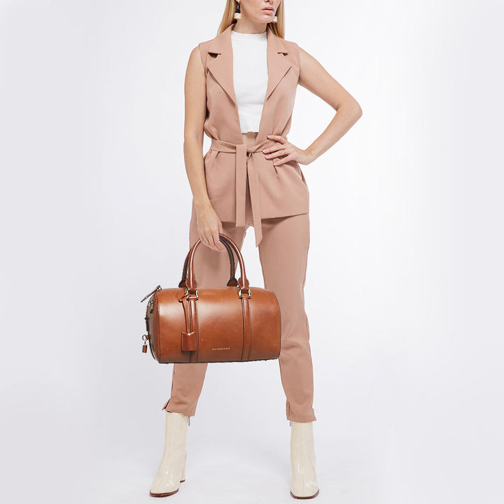 Burberry Tan Leather Medium Alchester Bowler Bag