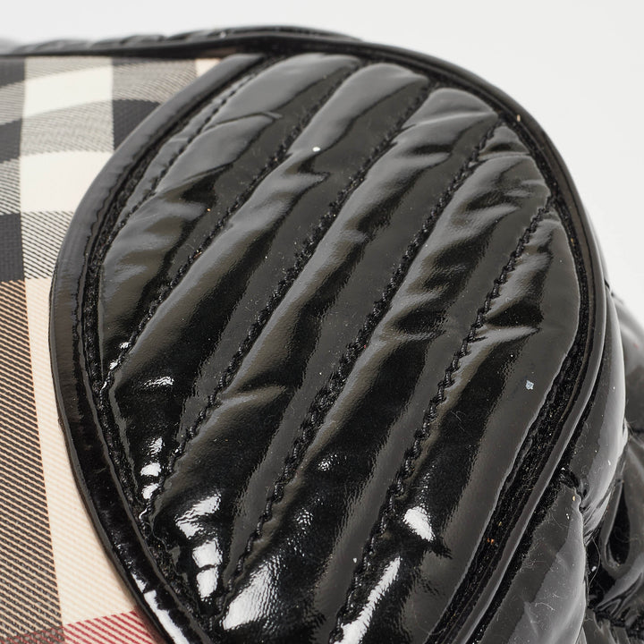 Burberry Black/Beige Nova Check PVC and Patent Leather Hobo