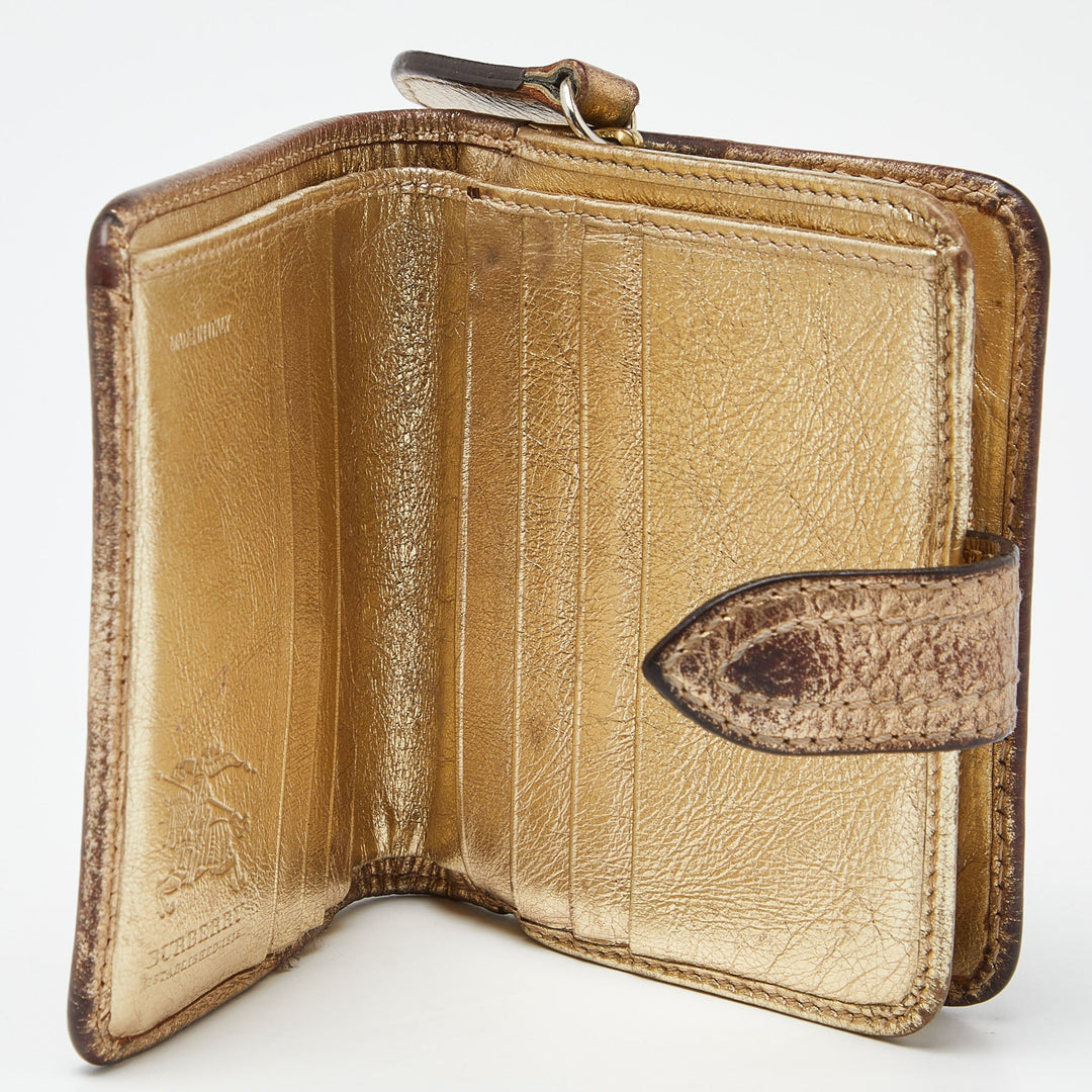 BURBERRY Beige/Gold Nova Check PVC and Leather Compact Wallet