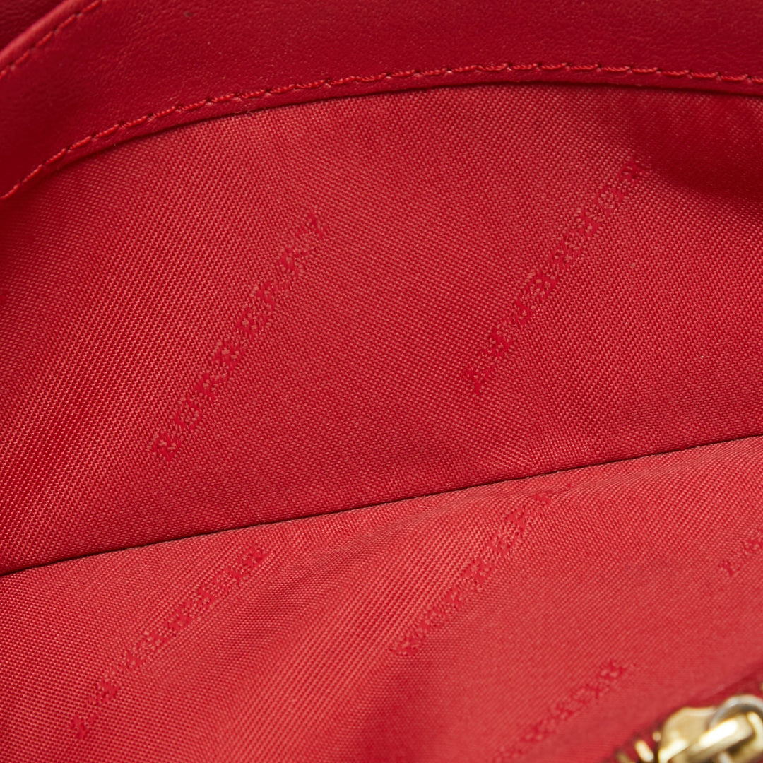 BURBERRY Red/Beige House Check Coated Canvas and Patent Leather Flap Continental Wallet