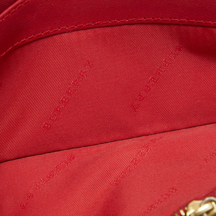 BURBERRY Red/Beige House Check Coated Canvas and Patent Leather Flap Continental Wallet