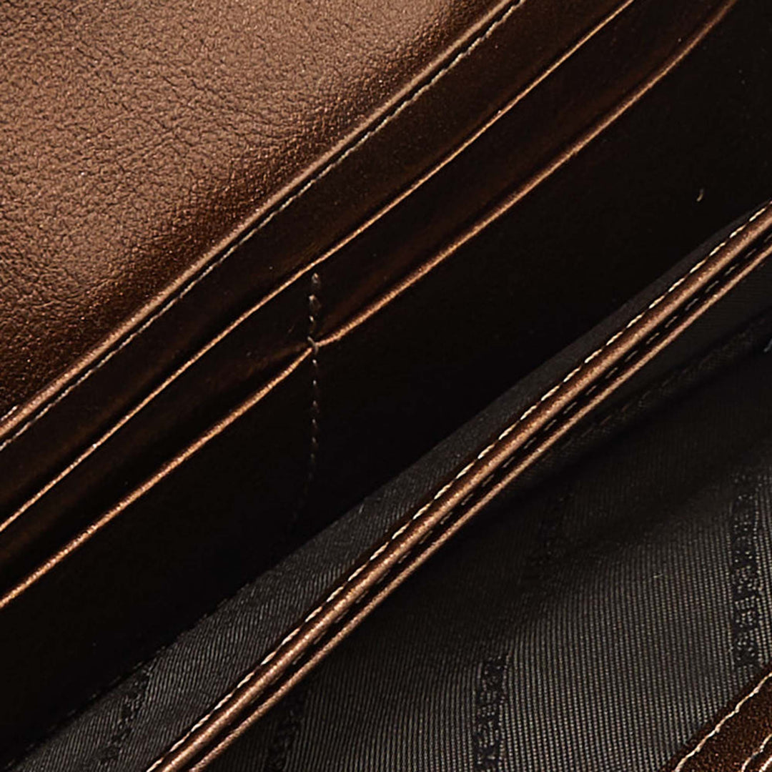 BURBERRY Beige/Metallic Nova Check PVC,Leather and Suede Flap Continental Wallet