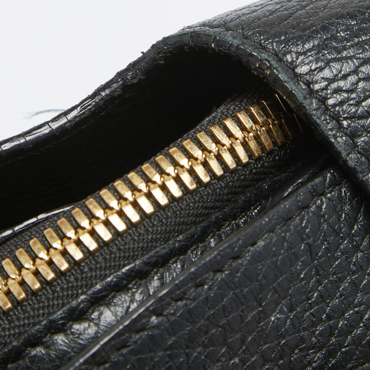 Burberry Black Leather Padlock Flap Satchel