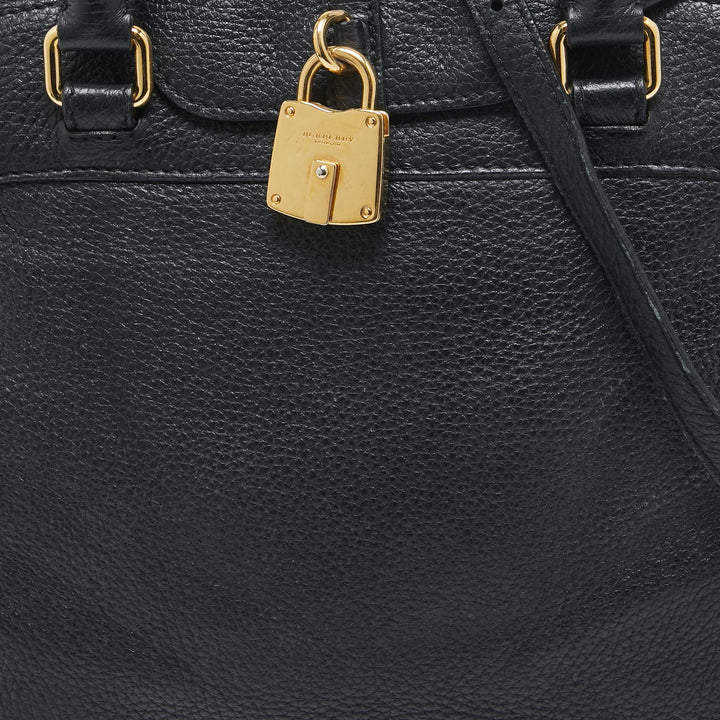 Burberry Black Leather Padlock Flap Satchel