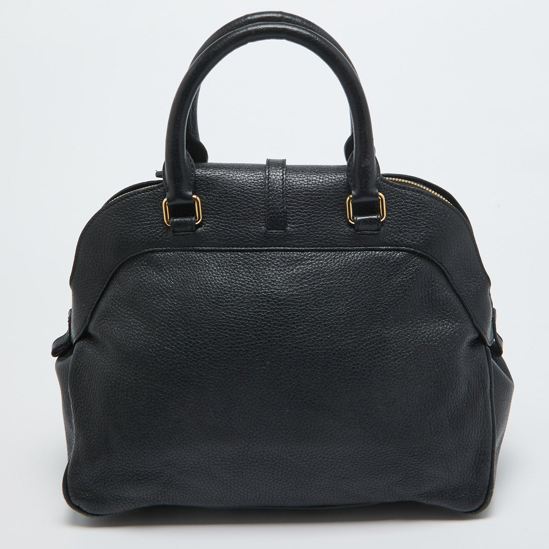 Burberry Black Leather Padlock Flap Satchel
