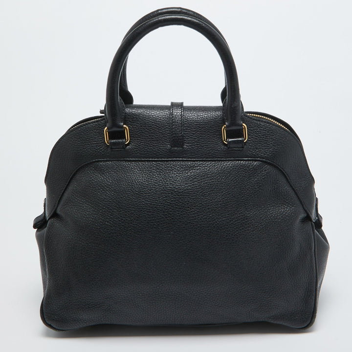 Burberry Black Leather Padlock Flap Satchel