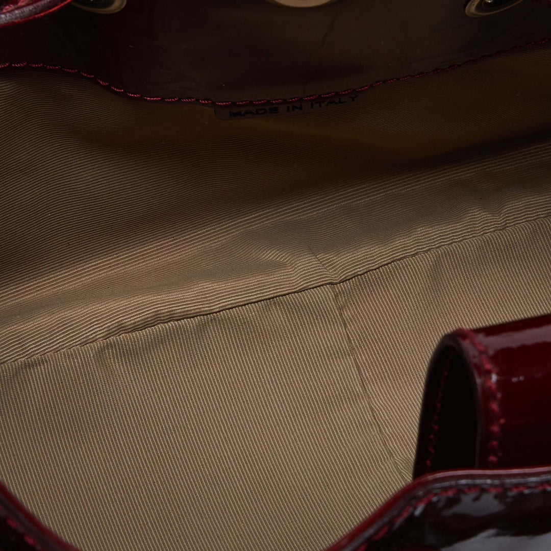 BURBERRY Red/Beige Super Nova Check Mini Warrior Studded Hobo