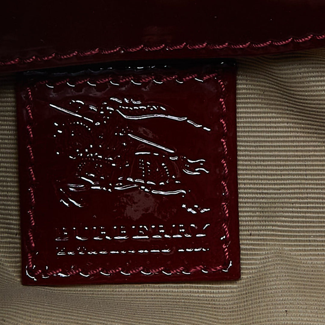 BURBERRY Red/Beige Super Nova Check Mini Warrior Studded Hobo