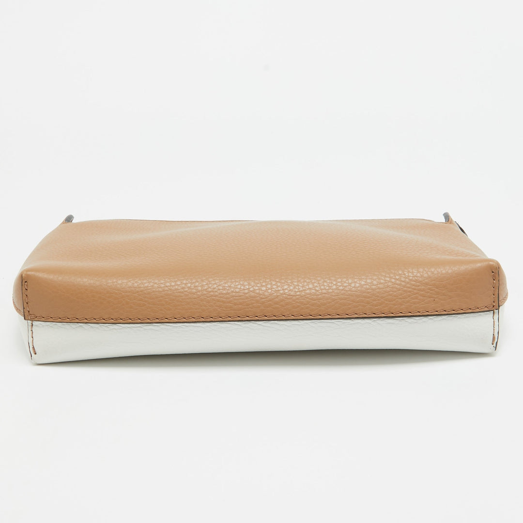Burberry Brown/White Leather Bicolor Clutch