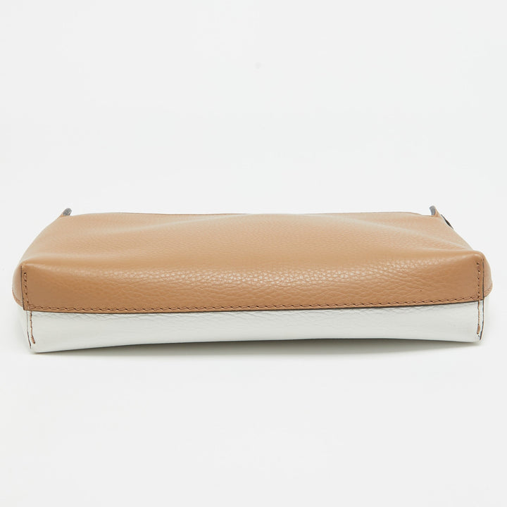 Burberry Brown/White Leather Bicolor Clutch