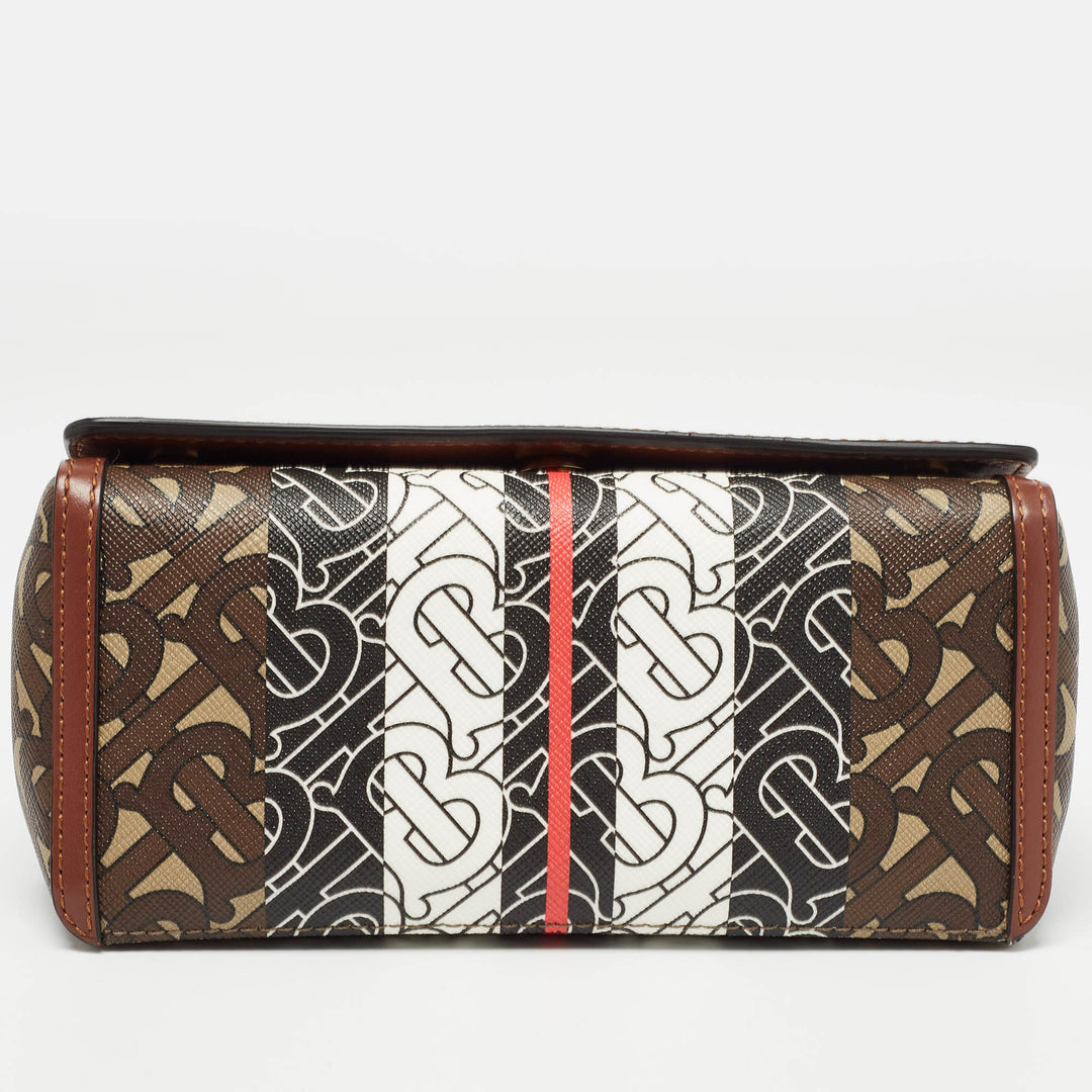 BURBERRY Brown TB Monogram Coated Canvas and Leather Hackberry Crossbody Bag