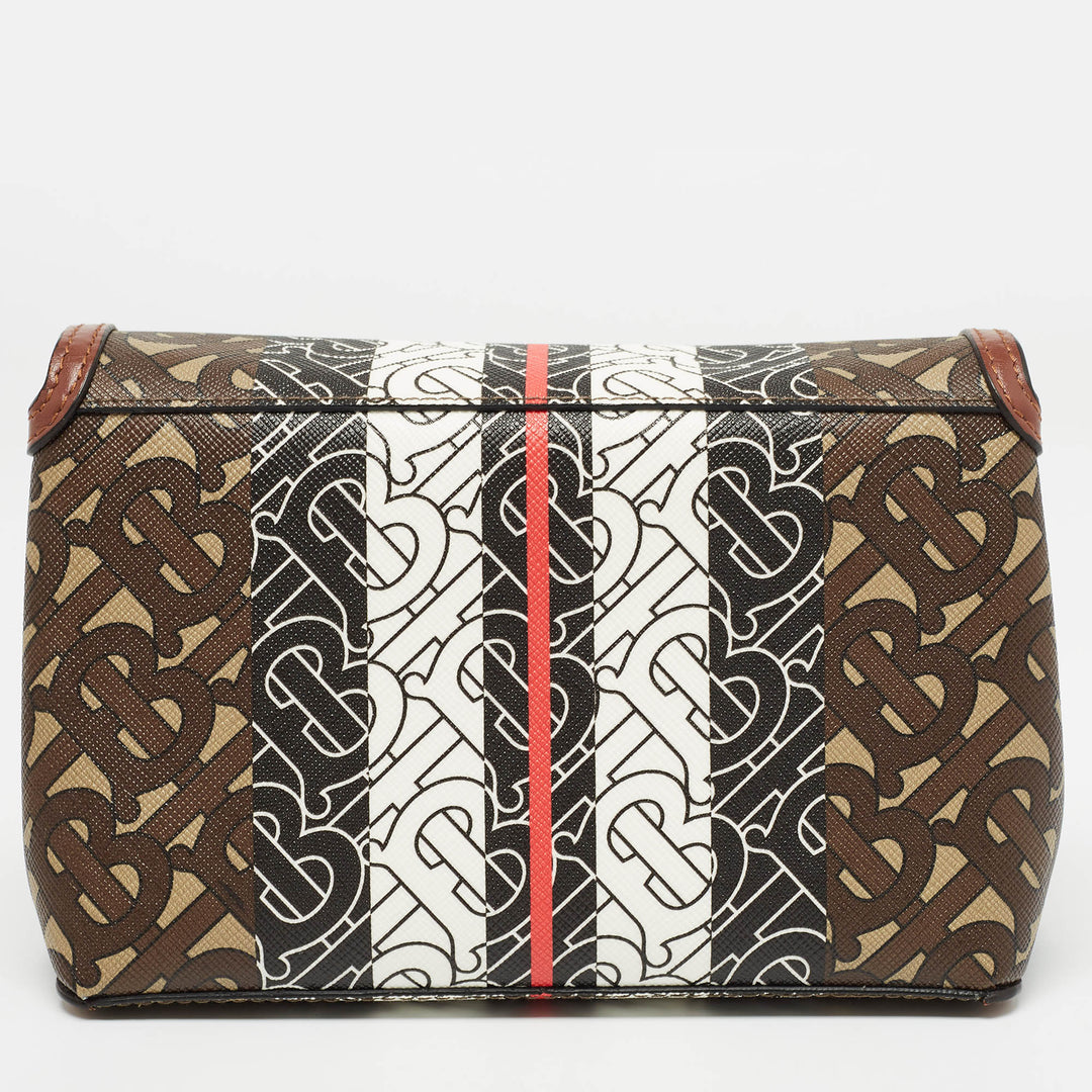 BURBERRY Brown TB Monogram Coated Canvas and Leather Hackberry Crossbody Bag