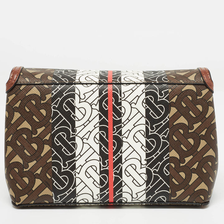 BURBERRY Brown TB Monogram Coated Canvas and Leather Hackberry Crossbody Bag