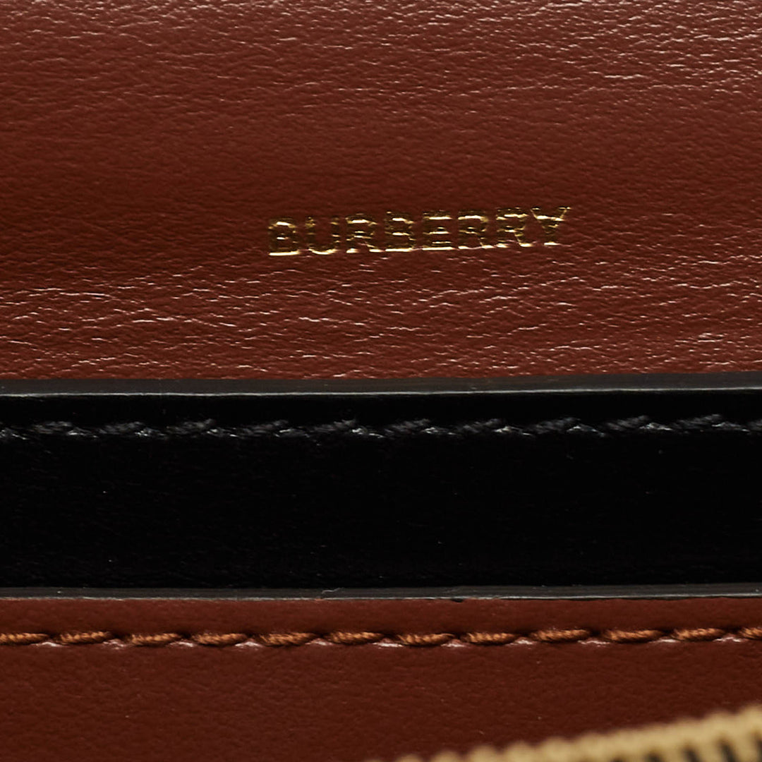 BURBERRY Brown TB Monogram Coated Canvas and Leather Hackberry Crossbody Bag