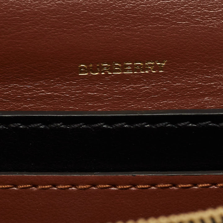 BURBERRY Brown TB Monogram Coated Canvas and Leather Hackberry Crossbody Bag