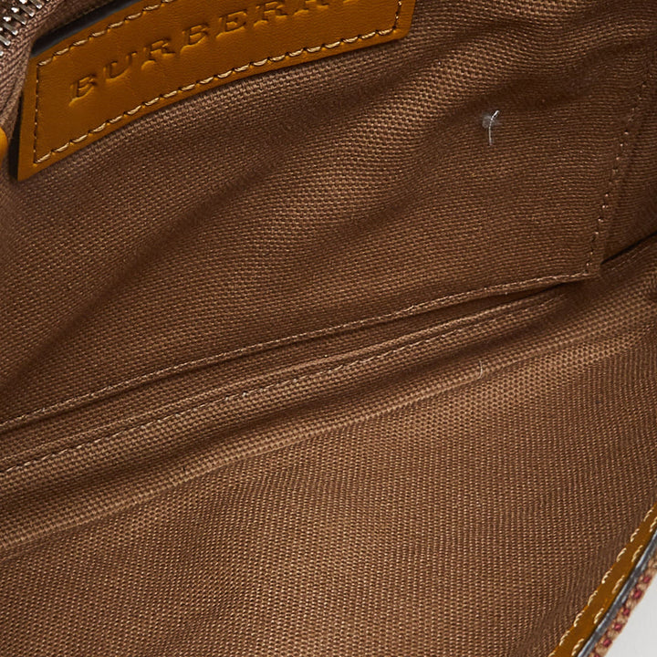 BURBERRY Beige/Yellow House Check Canvas and Leather Shoulder Bag