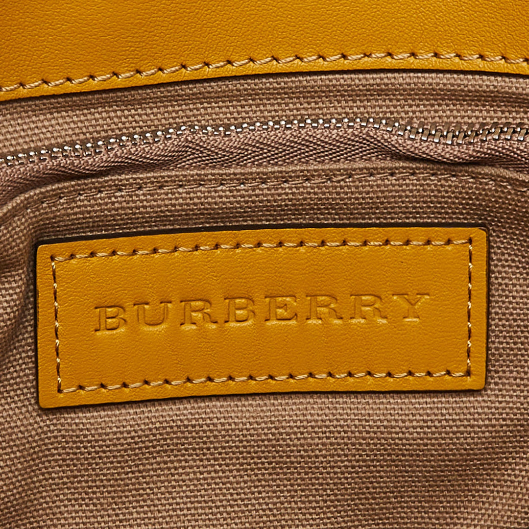BURBERRY Beige/Yellow House Check Canvas and Leather Shoulder Bag