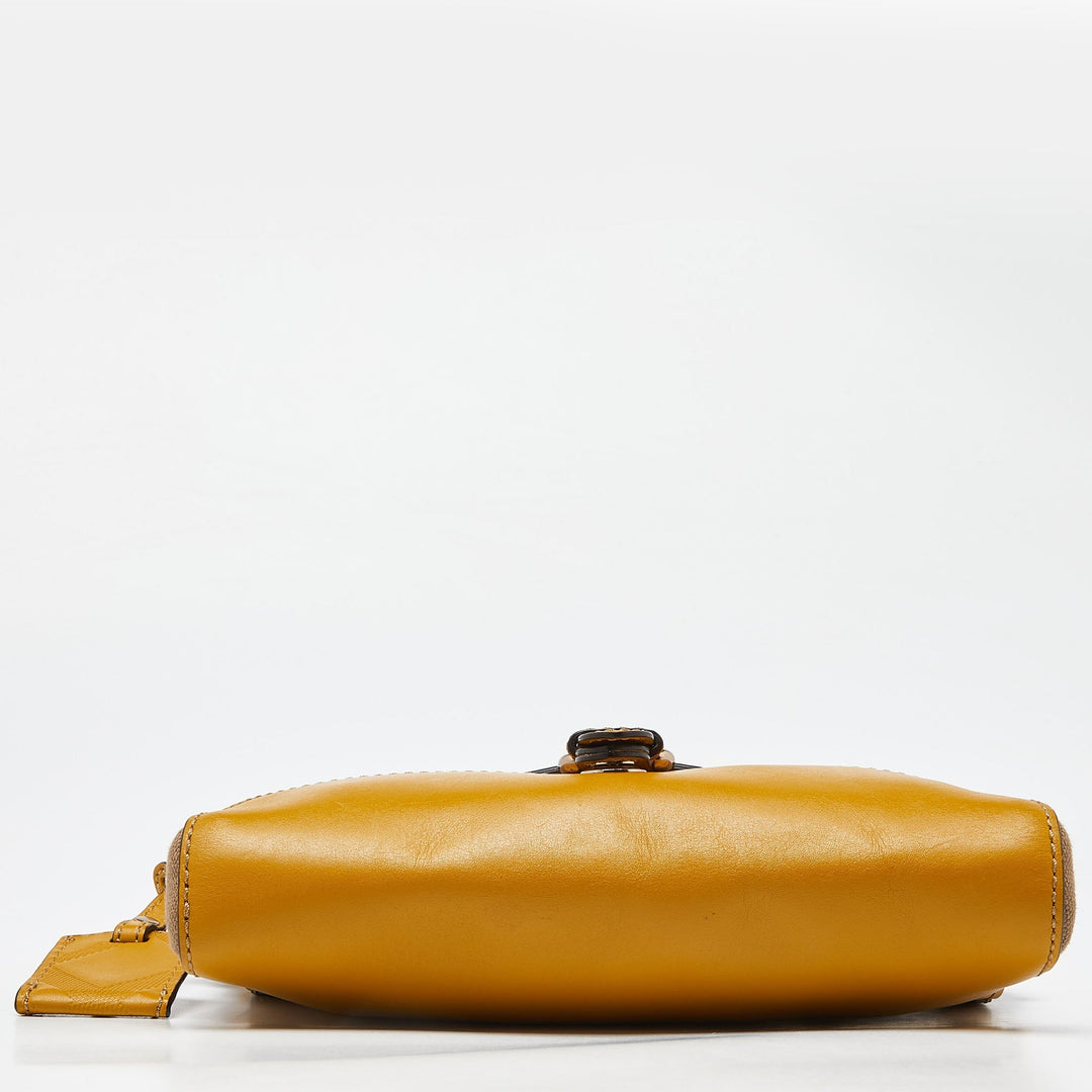 BURBERRY Beige/Yellow House Check Canvas and Leather Shoulder Bag