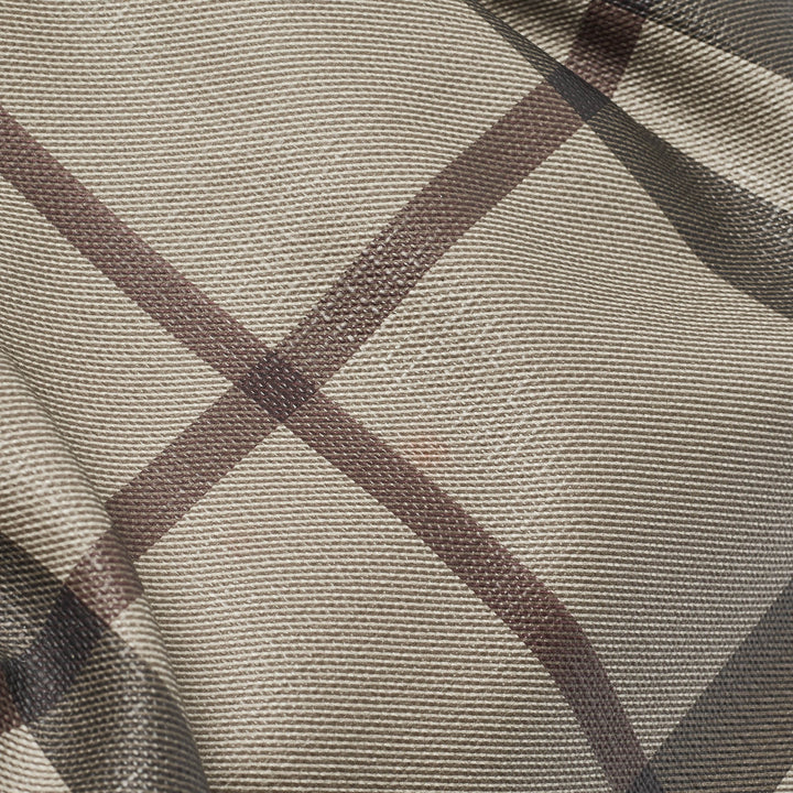 BURBERRY Light Beige Smoked Check Coated Canvas and Leather Small Brooklyn Hobo