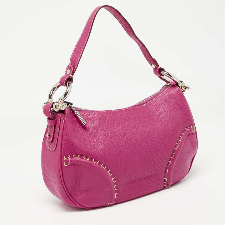 Burberry Dark Pink Leather Shoulder Bag