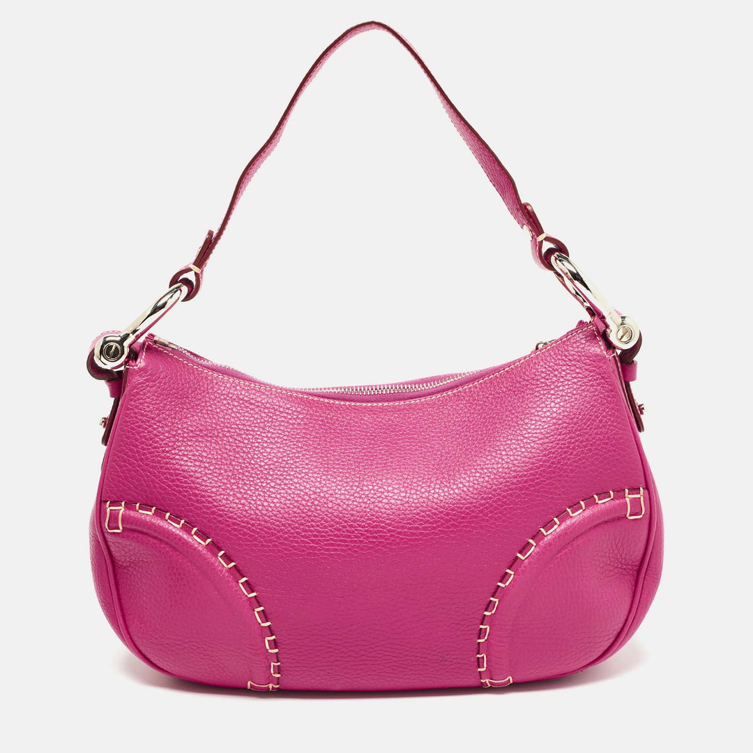 Burberry Dark Pink Leather Shoulder Bag