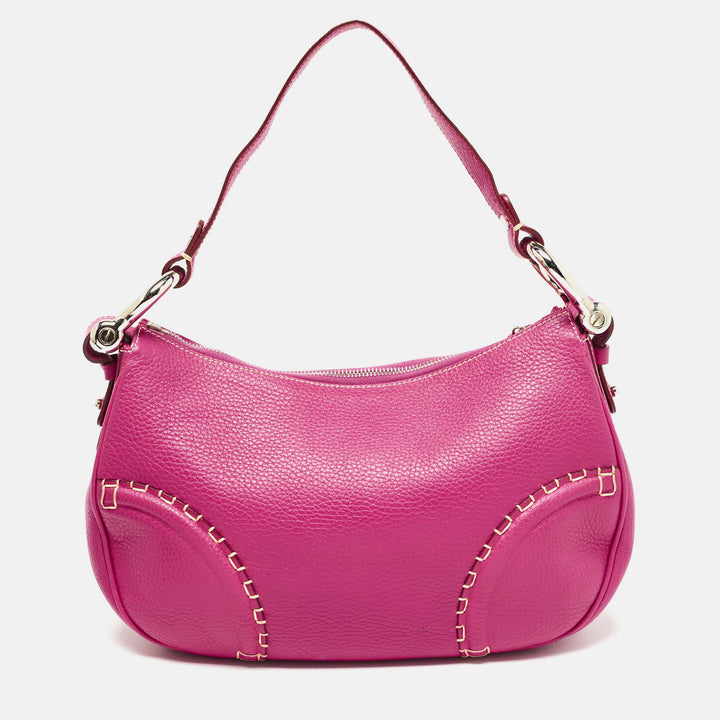 Burberry Dark Pink Leather Shoulder Bag