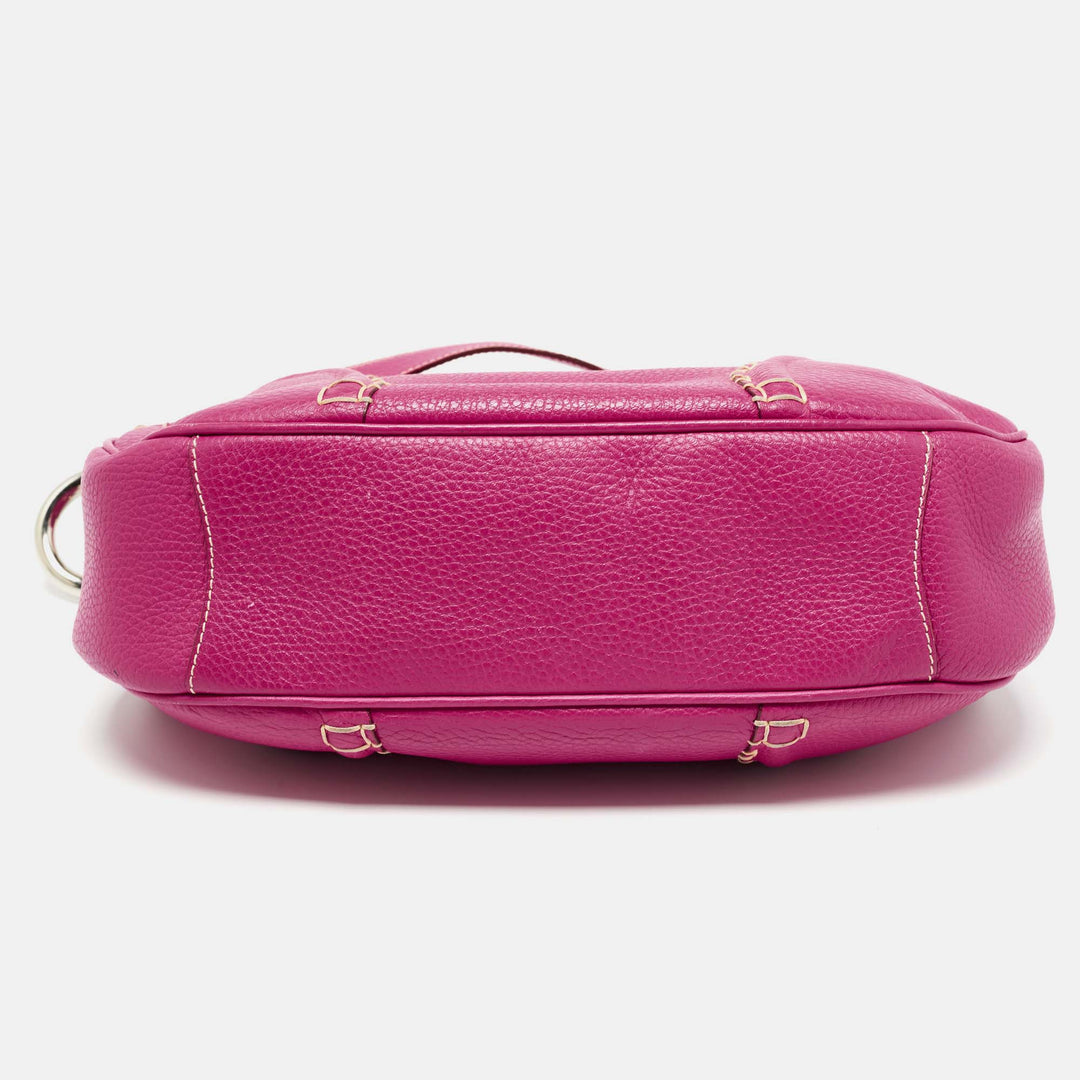 Burberry Dark Pink Leather Shoulder Bag