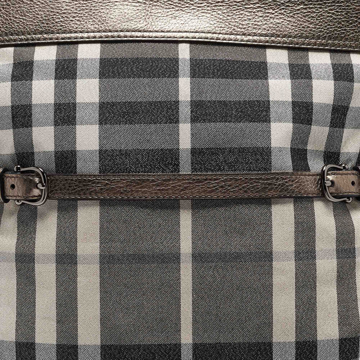 BURBERRY Metallic House Check Canvas and Leather Flat Tote