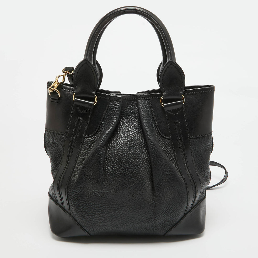 BURBERRY Black Leather Bridle Whipstitch Tote
