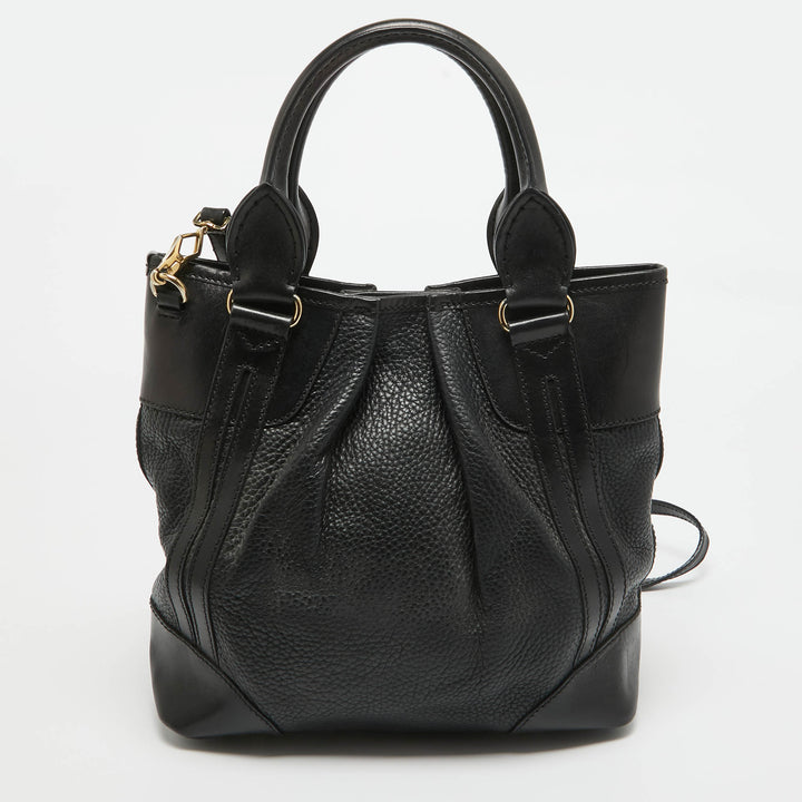 BURBERRY Black Leather Bridle Whipstitch Tote