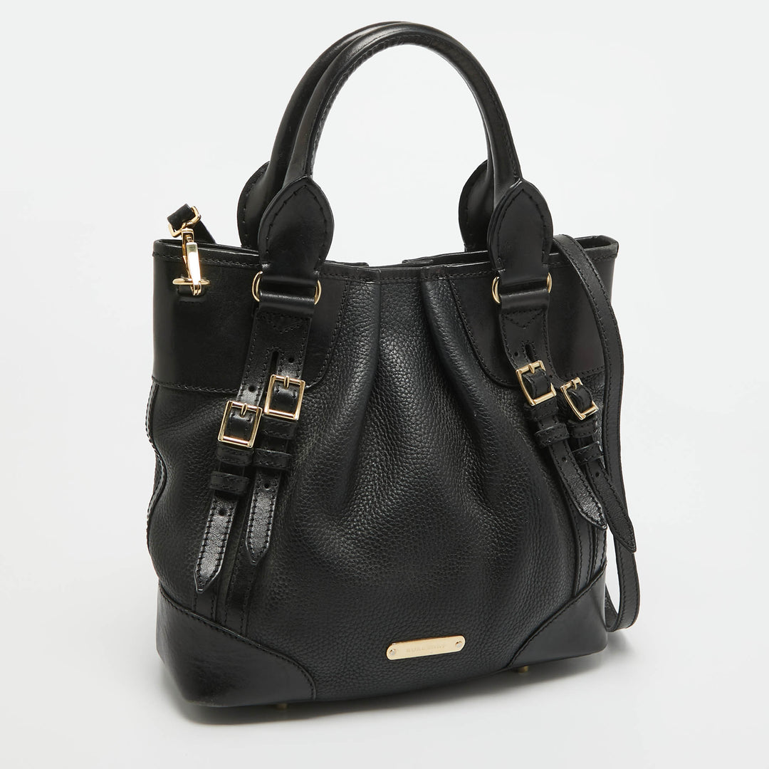 BURBERRY Black Leather Bridle Whipstitch Tote