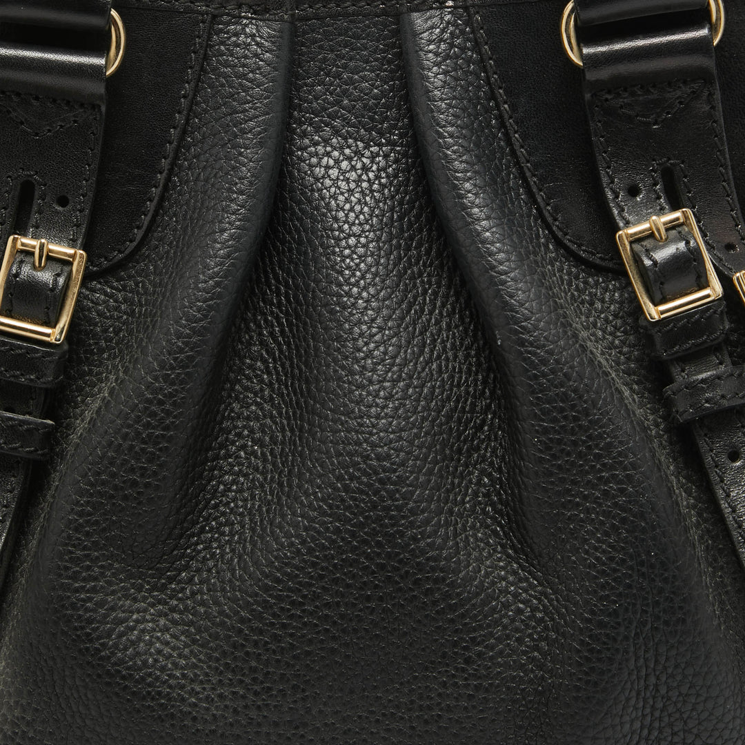 BURBERRY Black Leather Bridle Whipstitch Tote