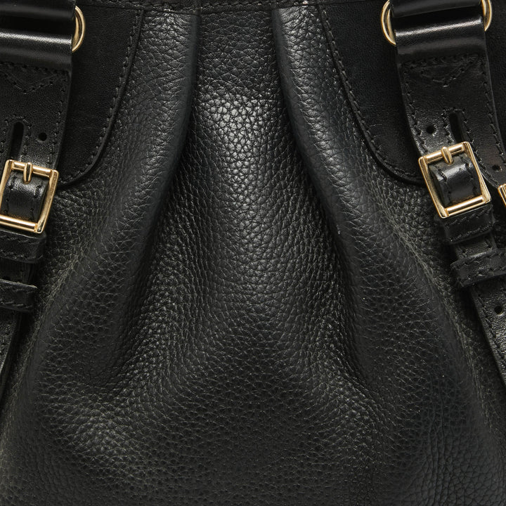 BURBERRY Black Leather Bridle Whipstitch Tote