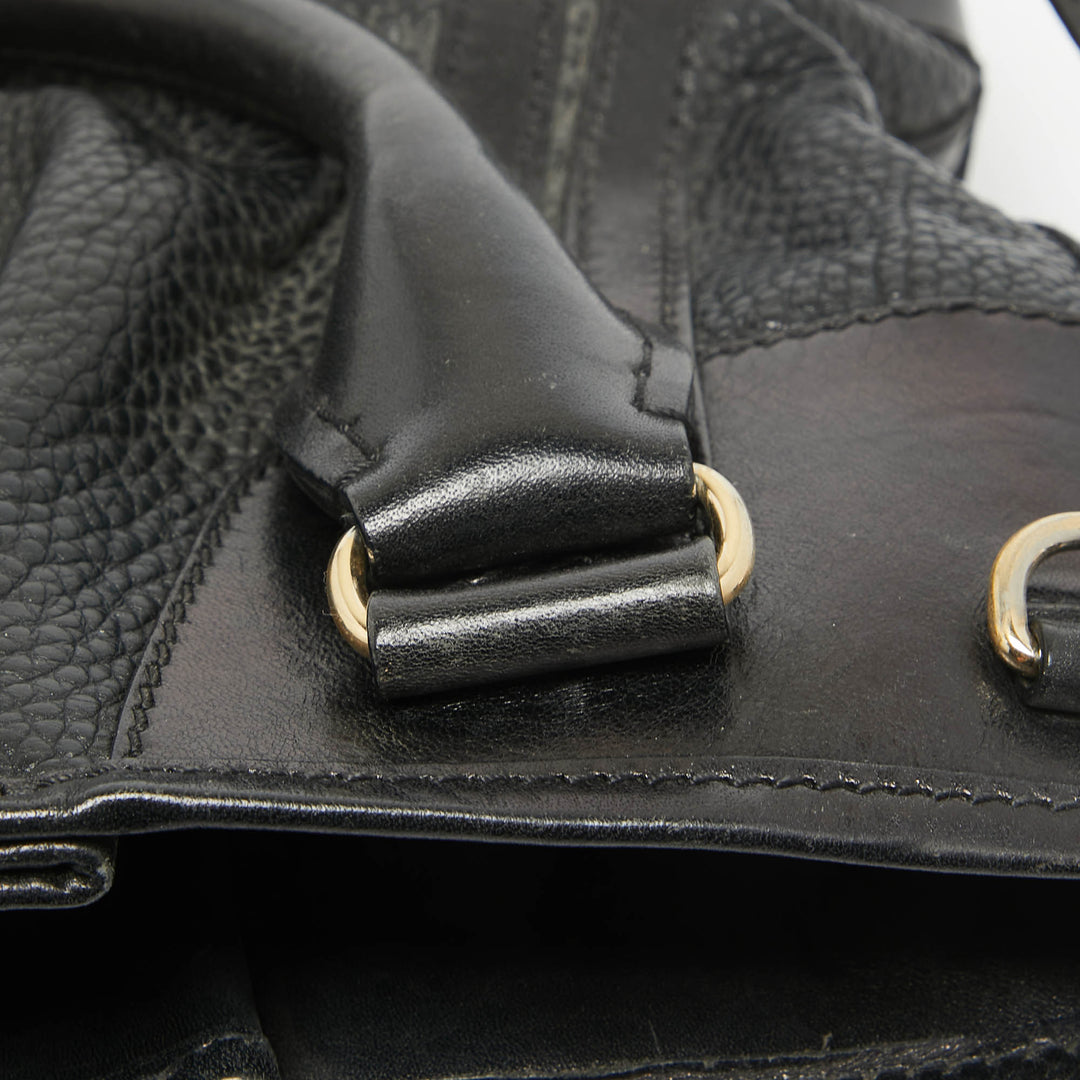 BURBERRY Black Leather Bridle Whipstitch Tote