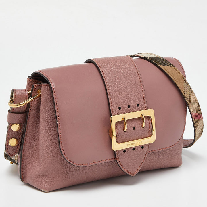 BURBERRY Blush Pink Leather Small Buckle Crossbody Bag
