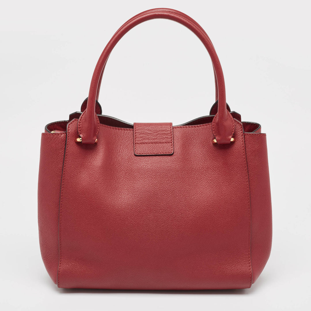 Burberry Red Leather Buckle Tote