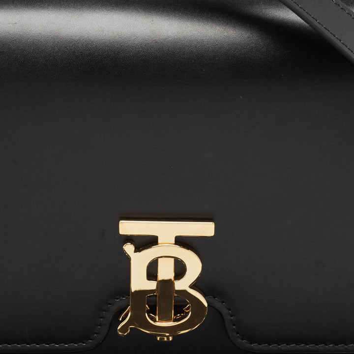 BURBERRY Black Leather Medium TB Shoulder Bag