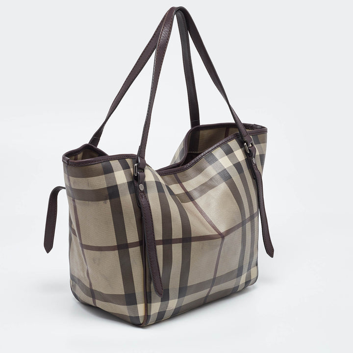 Burberry Smoked Check Coated Canvas and Leather Small Canterbury Tote