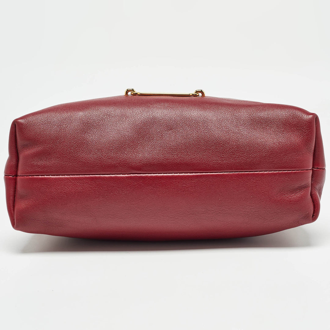 BURBERRY Burgundy/Beige House Check Canvas and Leather Little Crush Crossbody Bag