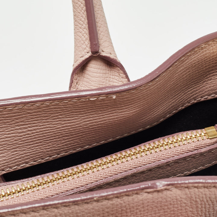 BURBERRY Lilac/Beige Leather and House Check Fabric Medium Banner Tote