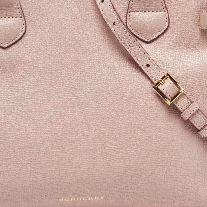 BURBERRY Lilac/Beige Leather and House Check Fabric Medium Banner Tote