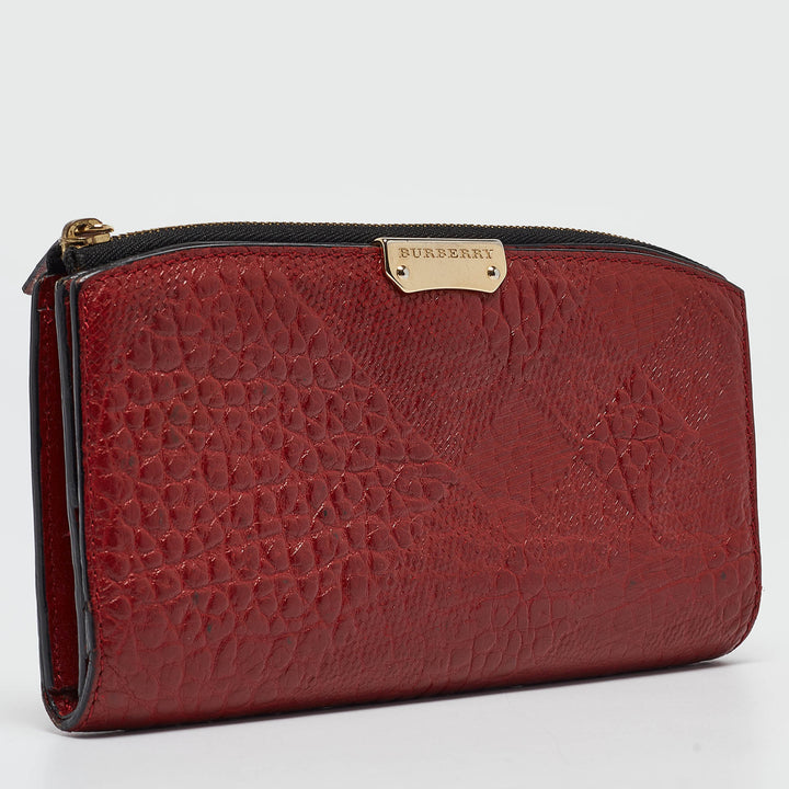BURBERRY Red Leather Alvington Continental Wallet