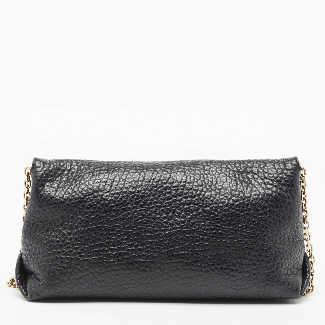 BURBERRY Black Pebbled Leather Mildenhall Shoulder Bag
